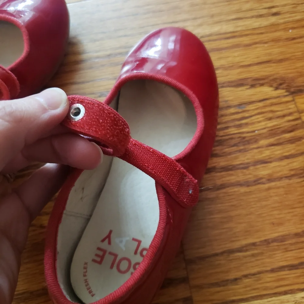 Sole Play Button Mary Jane Red Patent Shoes